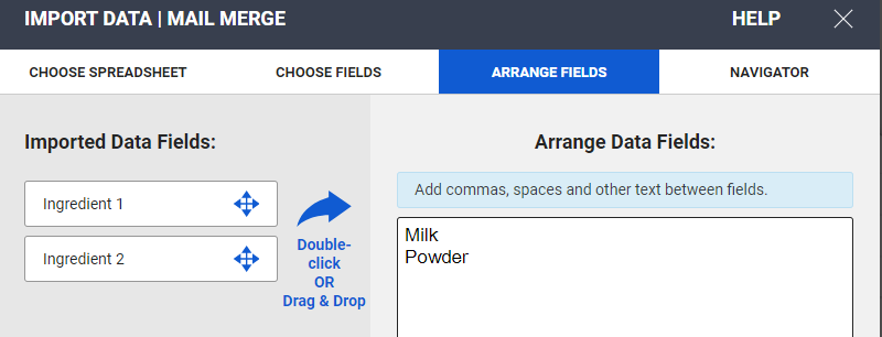 Arrange Fields